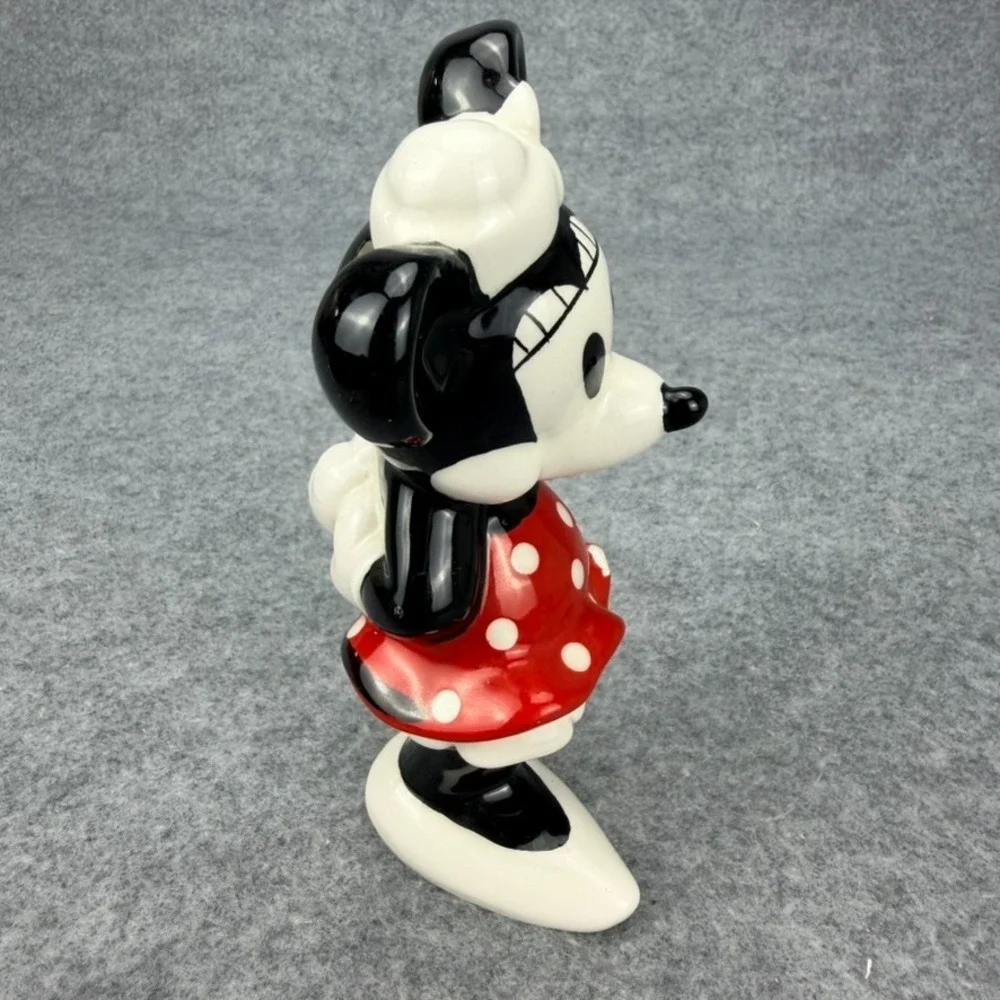 Disney Minnie Mouse Jerry Leigh Ceramic Salt Pepper Shaker Red Polka Dot 6”